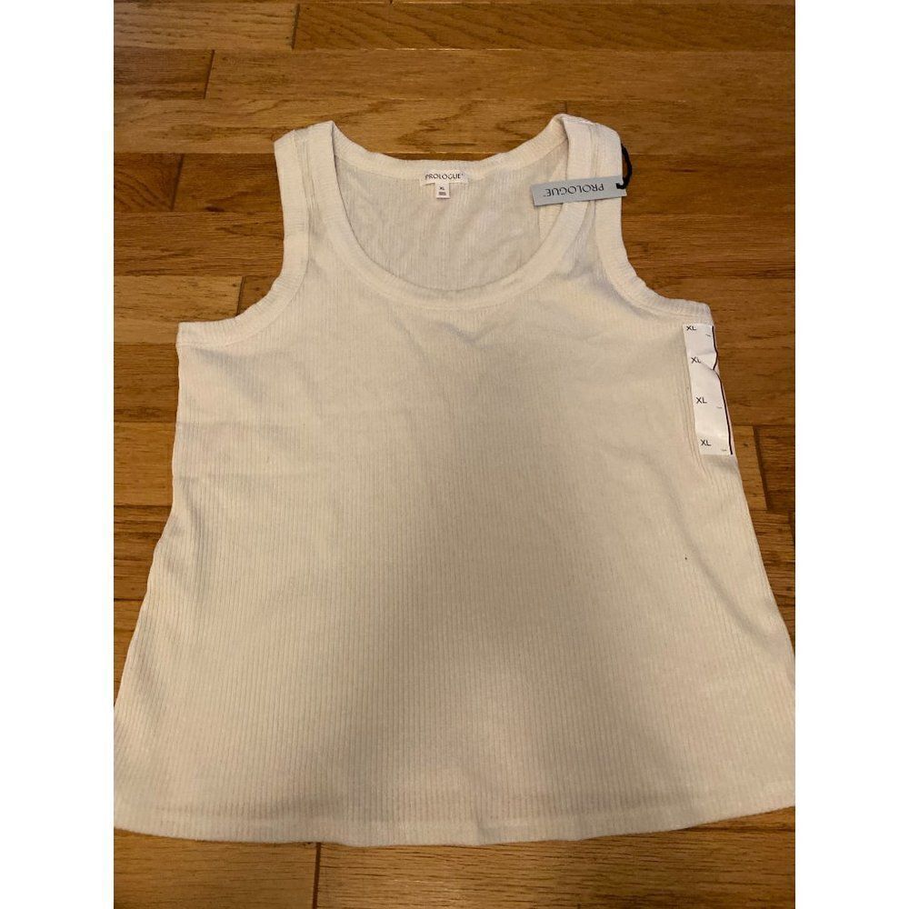 NWT Prologue, women’s cream scoop neck ribbed casual tank top size XL